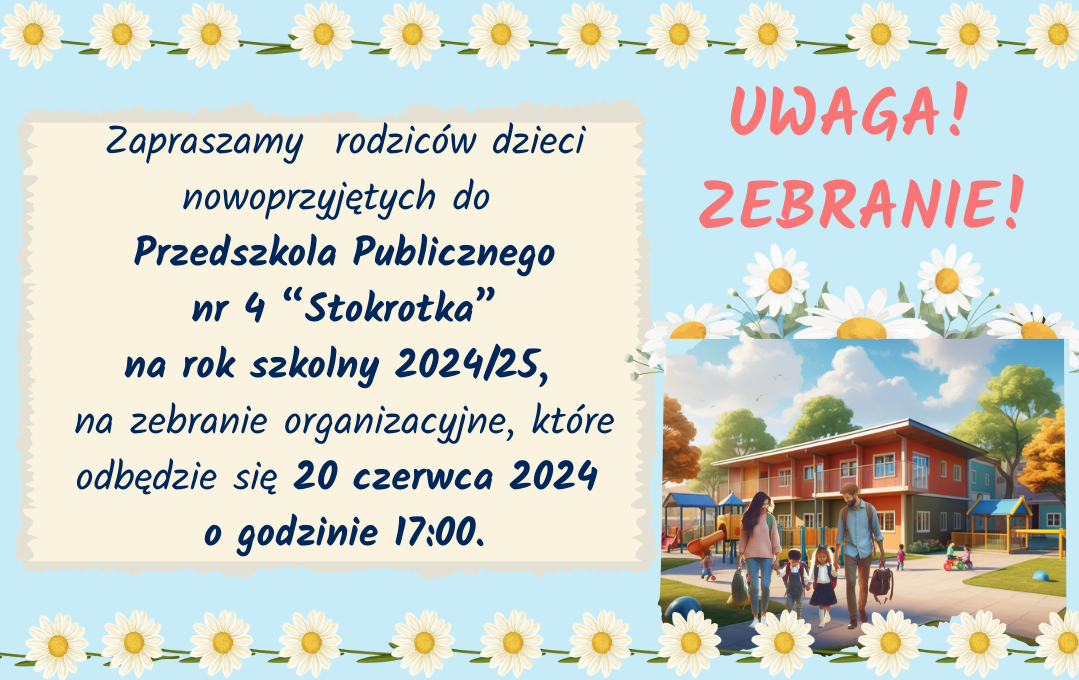 Zdjęcie do Zebranie rodzic&oacute;w dzieci nowoprzyjętych 2024/25